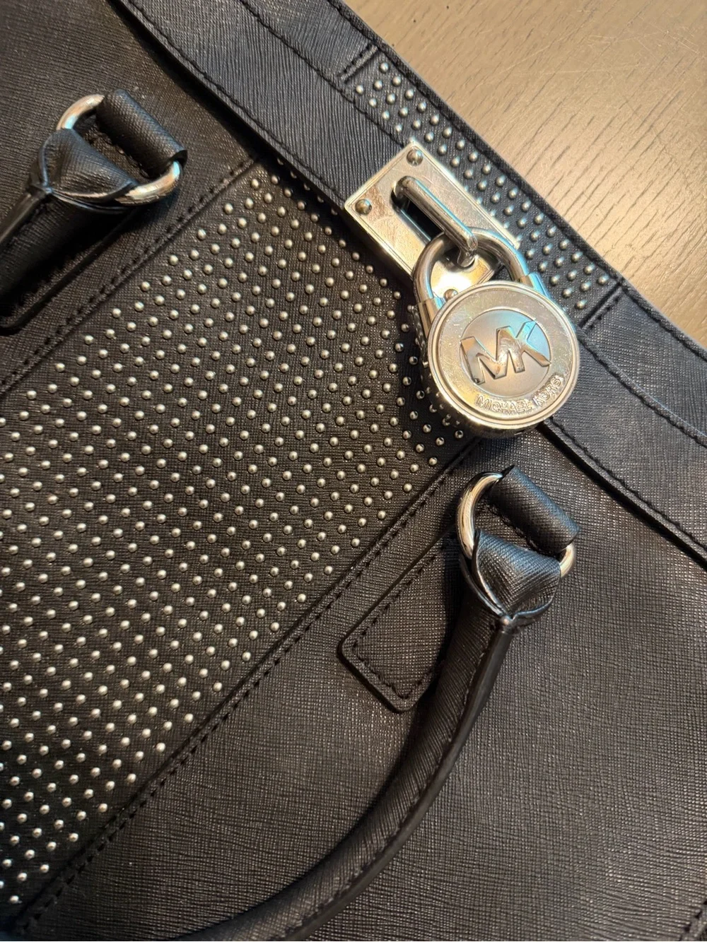 Michael Kors Black Studded Saffiano Tote - Picture 7 of 7